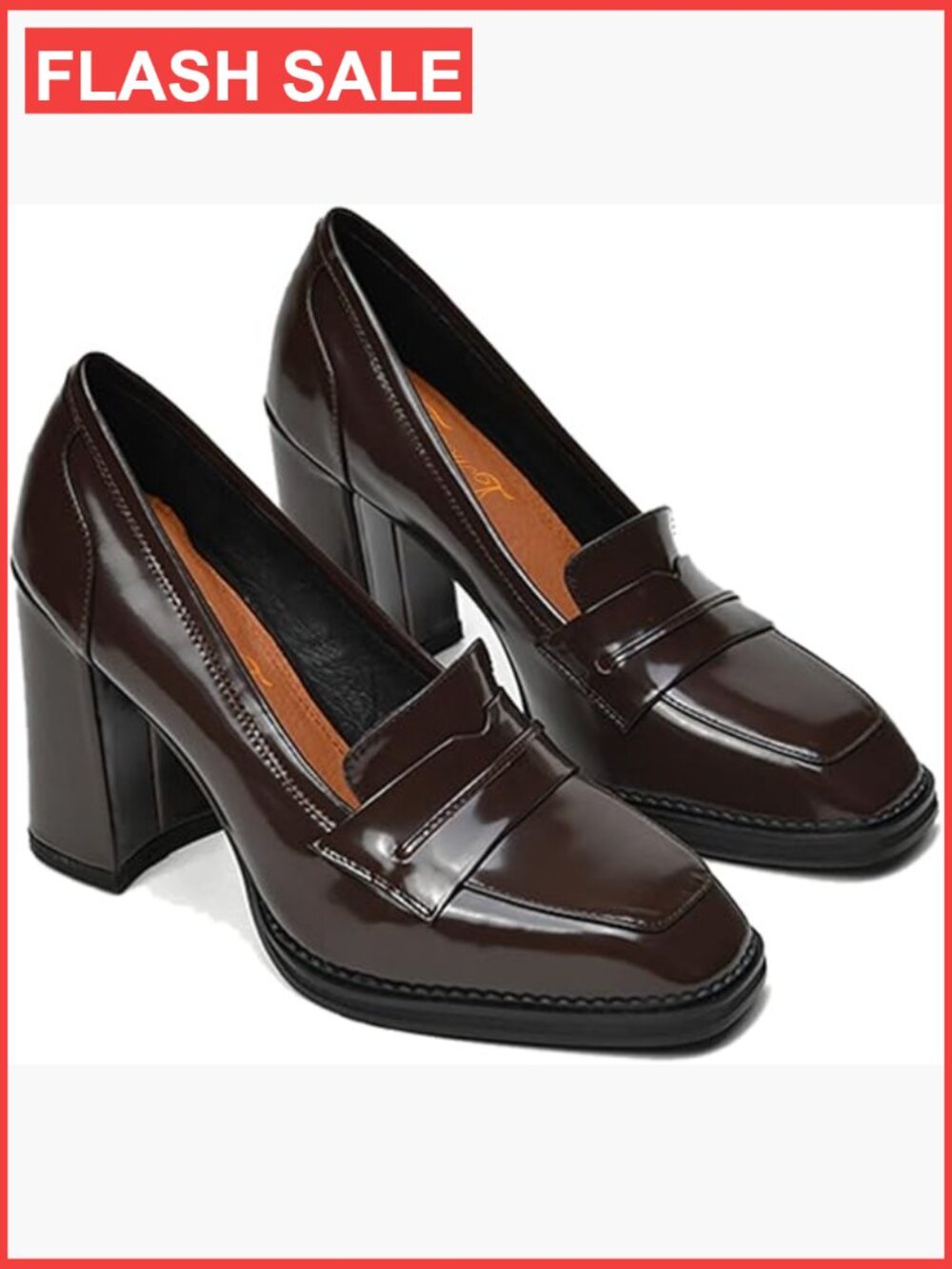 Classic Square Toe Block Heel Loafers - Comfortable Slip On Pumps for Women